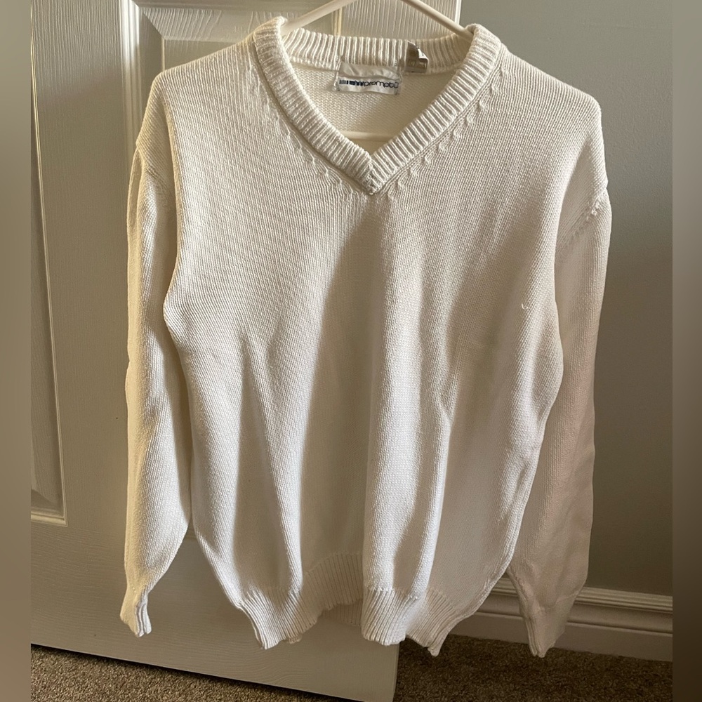2/$30 Classic White V-Neck Sweater